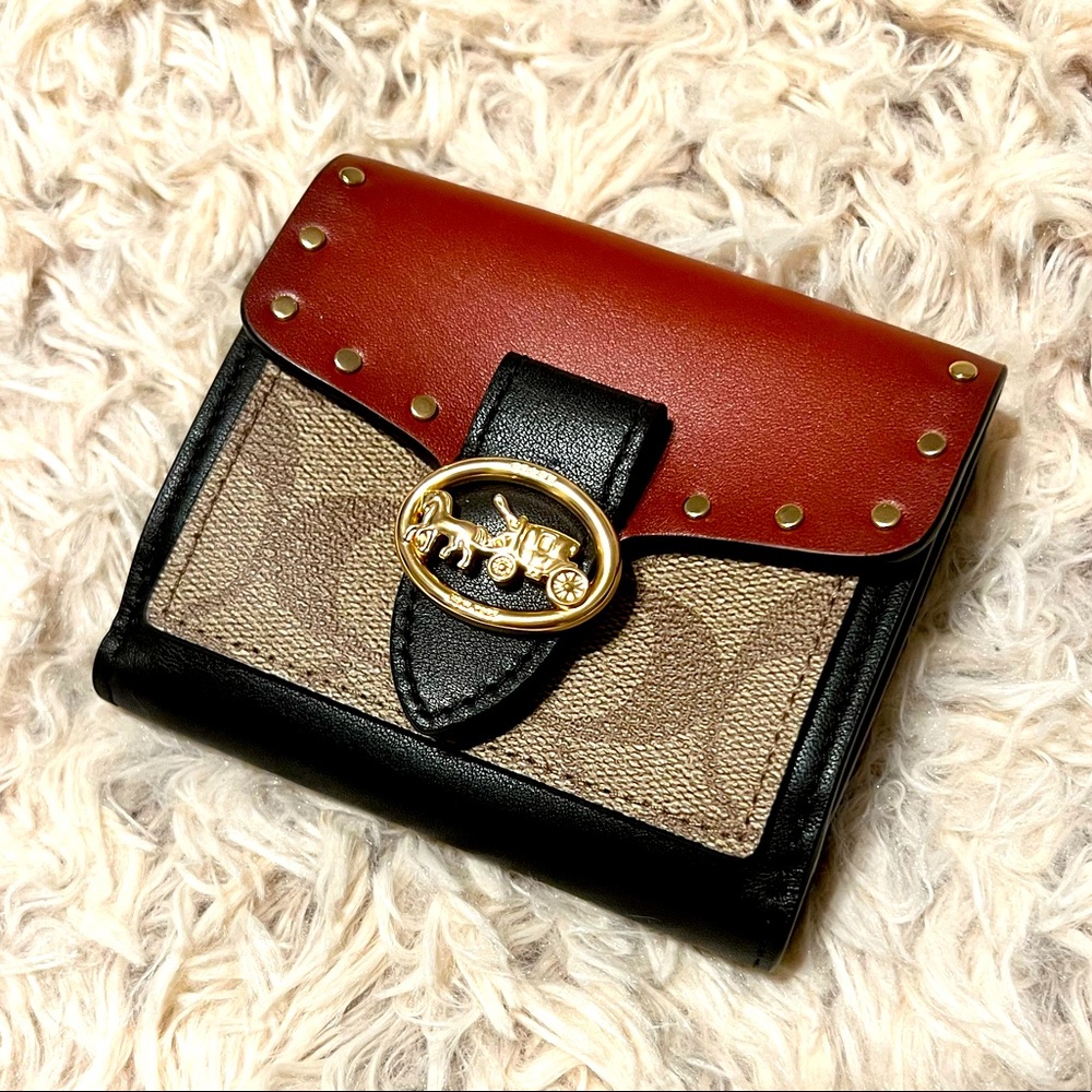 Coach Georgie Color Block Signature Small Wallet.